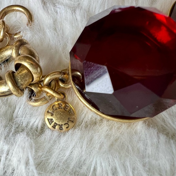 J Crew Deep Red Jewel Necklace - Picture 4 of 5